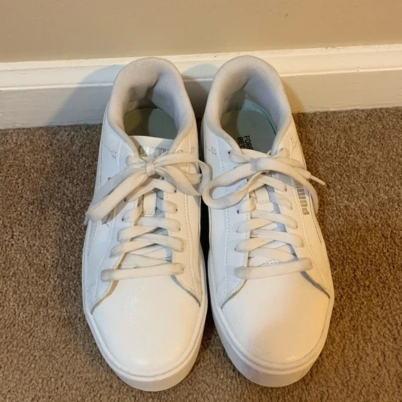 Puma White Platform Sneakers Women’s Size 8 - Picture 4 of 10